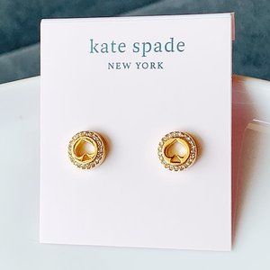 Kate Spade gold logo crystal earrings